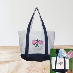 Stylish Navy and White Shiraleah's Pickleball Paddles Tote